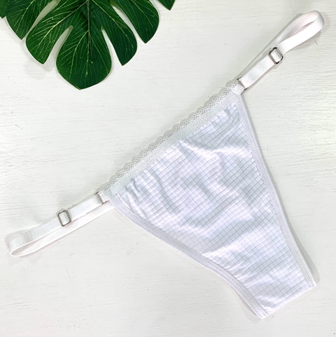 Less regulable microfibra labrada Blanca cuadritos - comprar online