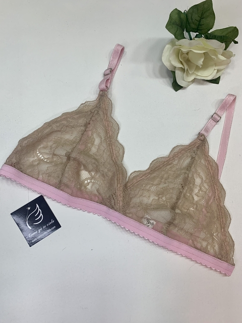 Corpiño Suri avellana y rosa