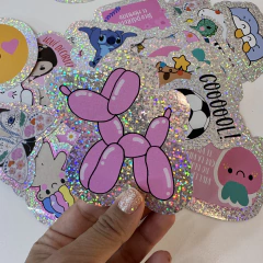 Sticker Globo Perrito Rosa