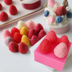 Molde Silicona Mini Frutillas 3d Velas Fondant Porcelana
