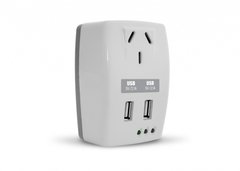 CARGADOR USB DOS SALIDAS 5V 2.1A MÁS TOMA 220VCA