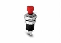 PULSADOR MINI NORMAL ABIERTO CUELLO PLAST ROJO