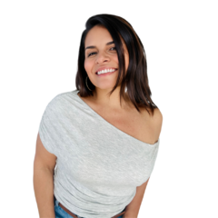 Blusa Illimité Drapeada Feminina Slim Manga Curta Ombro Só na internet