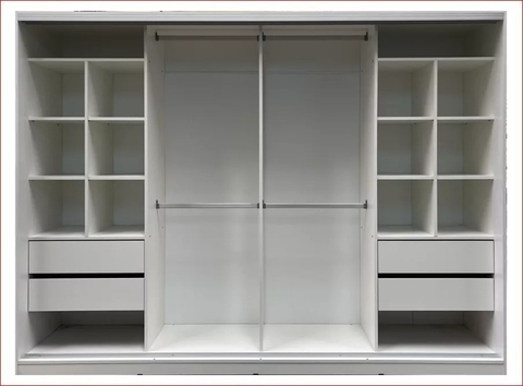 PLACARD VESTIDOR CON ALZADA "IRENE" 260X60X240 18MM CUERPO BLANCO "SIN PUERTAS". LDS.