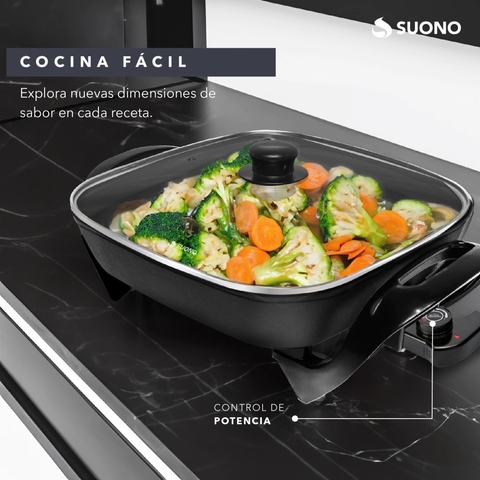 SARTEN ELECTRICO CON TAPA 1350W. NEGRO. HOG0163NEG. SUONO