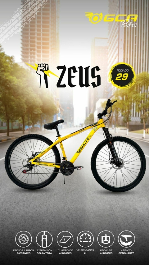 BICICLETA GCA MOUNTAINBIKE RODADO 29 21 VELOCIDADES. ALUMINIO. ZEUS 2 AMARILLA. - comprar online