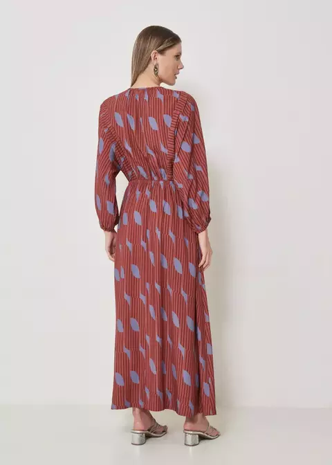 Vestido Midi Decote V Estampa Element Colors 53.23.3504 - comprar online