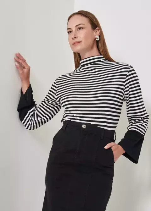 Blusa M/L Listrada Gola Alta - 66.40.3501 - comprar online