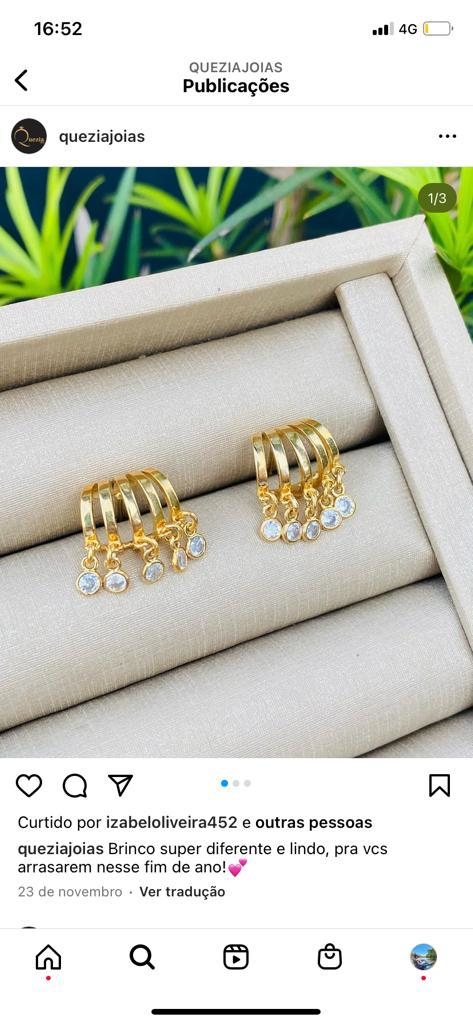 Brinco 5 Fios, com Pedras