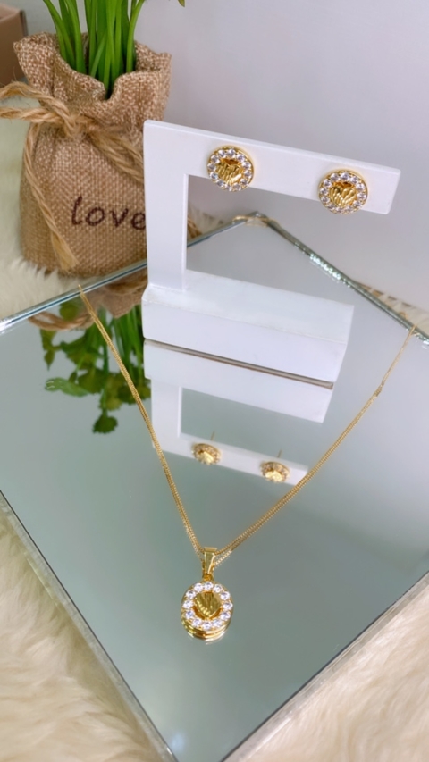 Conjunto Coração com Pedrinhas na Lateral