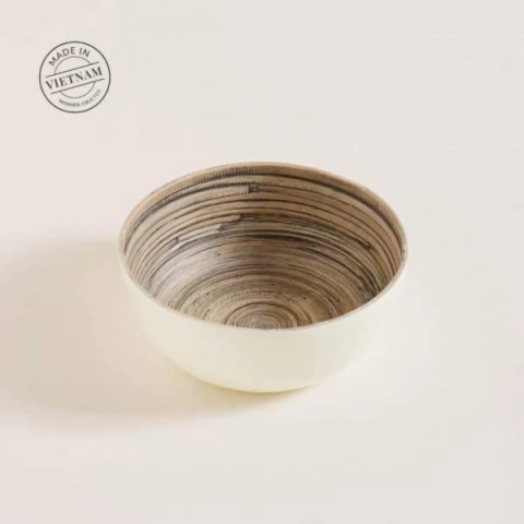 Bowls de bamboo tuan crema 24 cm de diámetro