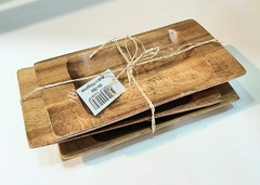 Set x 3 copetinero de madera de acacias rectangulares