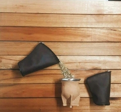 Set de mate: porta mate, mate de vidrio con bombilla y yerbera de cuero - comprar online