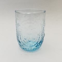 Vaso vidrio texturado color celeste