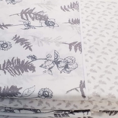 Juego de Sábanas queen floral gris Danubio 180 hilos