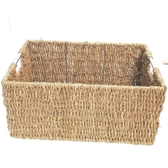 Canasto seagrass 48 x 33 x 22 con manija metal