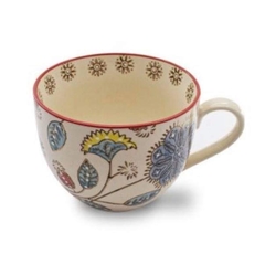 Taza de cerámica estampada con detalle rojo