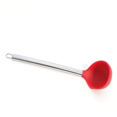 Cucharón acero y silicona roja