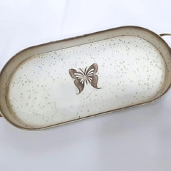 Bandeja oval de chapa con estampa mariposa grande - comprar online