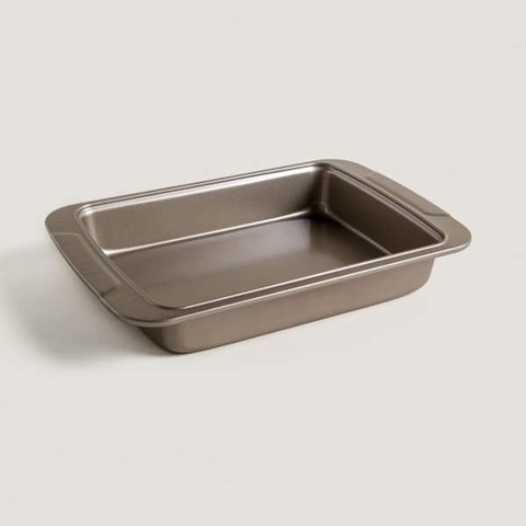 Fuente rectangular champagne antiadherente para horno 31 x 20 x 5