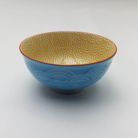 Bowl 12 cm estampado celeste y amarillo - comprar online