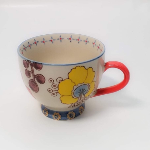 Taza de cerámica estampada flor amarilla