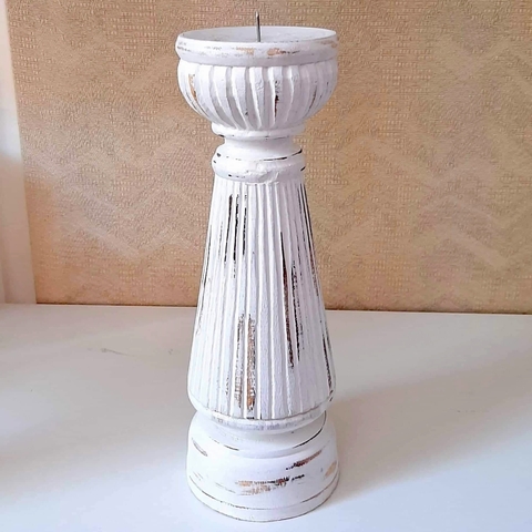 Candelabro madera blanco grande