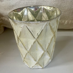 Fanal candelabro rombo blanco vidrio - comprar online