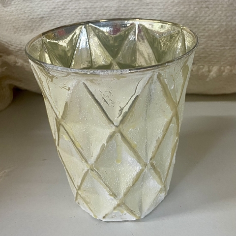 Fanal candelabro rombo blanco vidrio - comprar online
