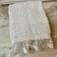 Toalla individual algodón y puntillas Blanco y natural - comprar online