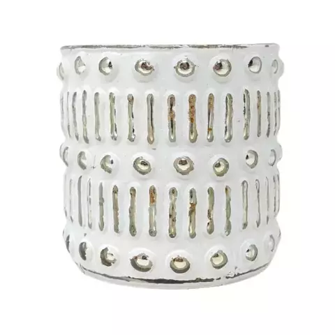 Portavela candelabro vidrio blanco