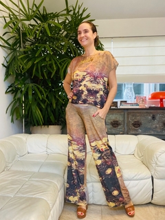 Calça Reta Jersey Monet Amarelo