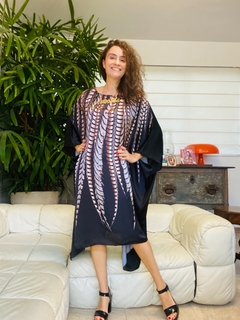 Vestido Maxi Curto Cetim Faisão Preto - online store