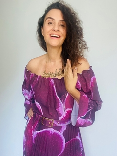 Blusa Cigana Manga Sino Crepe Orquídea Vinho - loja online