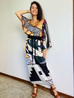 Vestido Maxi Longo Cetim Pop Comics