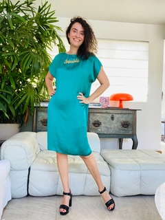 Vestido Kaftan Cetim Verde na internet