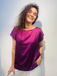 Camiseta Kaftan Cetim Beringela - ALESSA