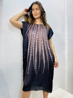 Vestido Kaftan Cetim Faisão Preto on internet