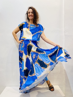 Saia Plissada Crepe Blue - buy online