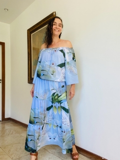 Vestido Cigana Crepe Lírio Branco na internet