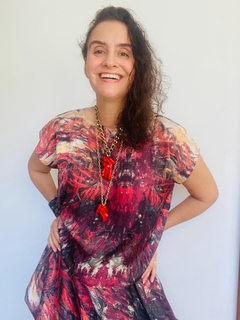 Camiseta Kaftan Cetim Monet Vermelho - comprar online