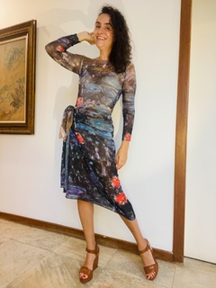 Lenço Chiffon 140x100cm Monet Azul - ALESSA