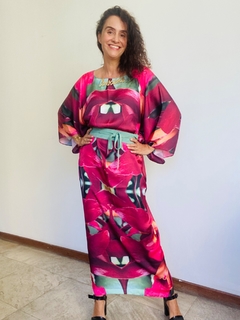 Imagem do Vestido Maxi Longo Cetim Orquidea Vermelho