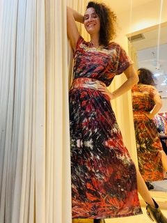 Saia Reta Jersey Monet Vermelho - ALESSA