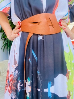 Vestido Asa Babado Longo Crepe Ganesha - ALESSA