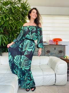 Vestido Cigana Babado Longo Chiffon Costela Adão - ALESSA