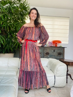 Vestido Bufante Babado Chiffon Paul Klee Vermelho - loja online