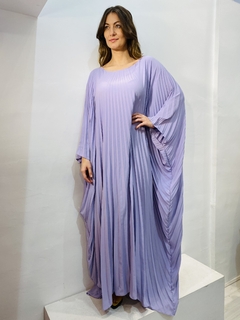 Vestido Plissado Longo Crepe Lavanda - comprar online