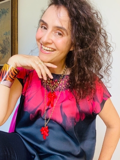 Camiseta Kaftan Cetim Gérbera Preta - online store