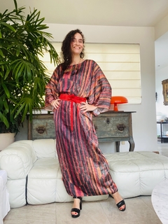 Vestido Maxi Longo Cetim Paul Klee Vermelho - online store